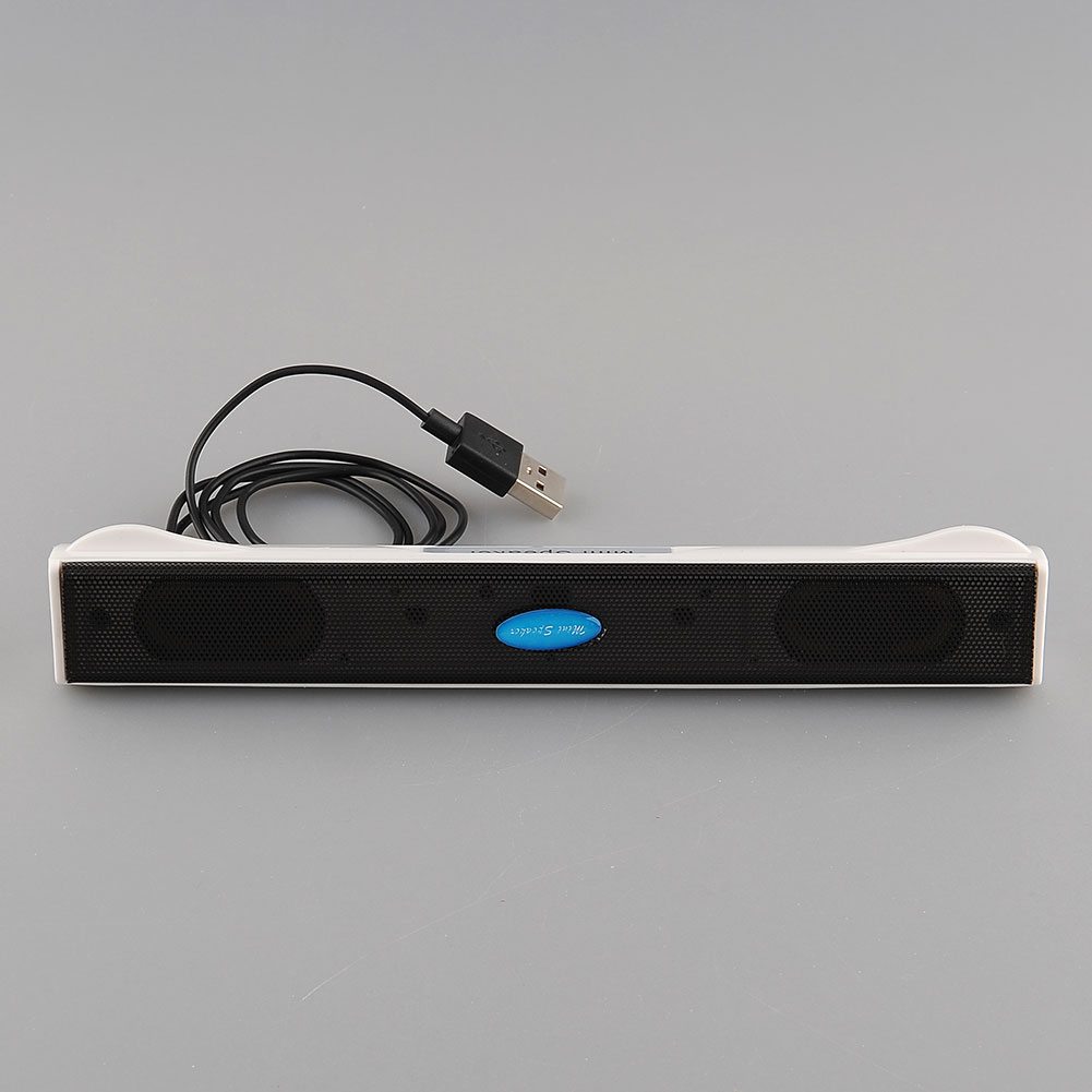 White Slim Digital Media Sound Bar PC Speaker Wired USB For Laptop Tablet