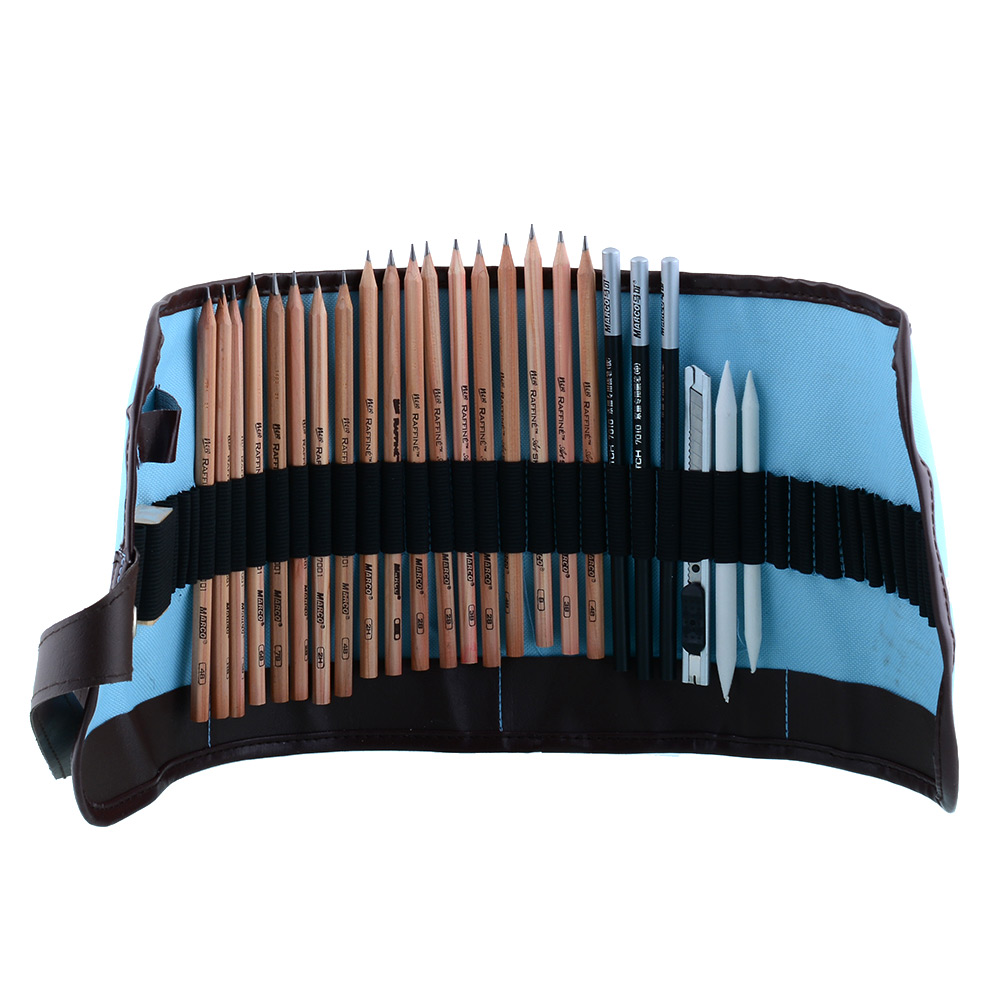 18PCS Sketch Charcoal Extender Eraser Cutter art Drawing Set Bag tools