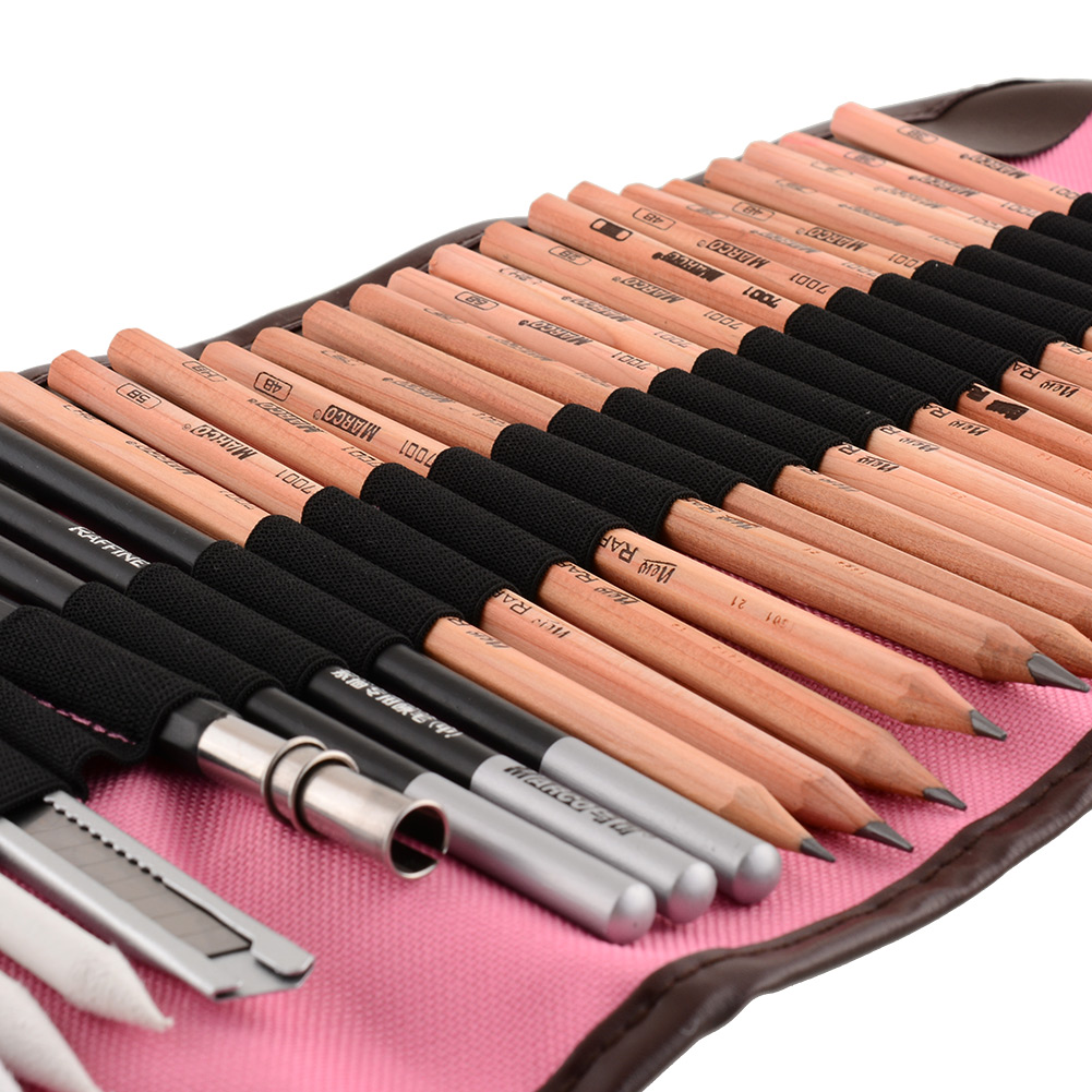 18PCS Sketch Charcoal Extender Eraser Cutter art Drawing Set Bag tools