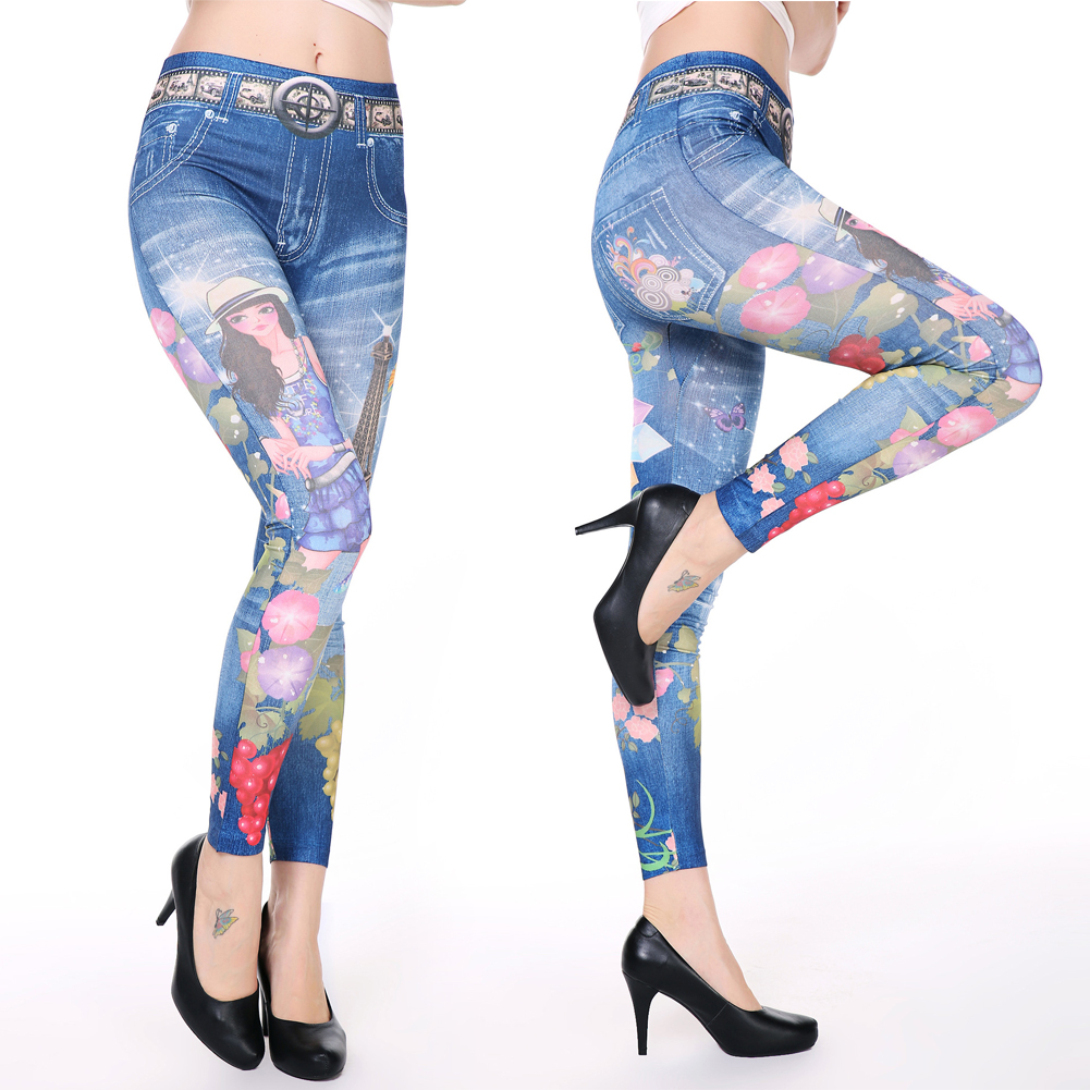 New Women Sexy Denim Yoga Hosiery Pants Trousers Stockings Long
