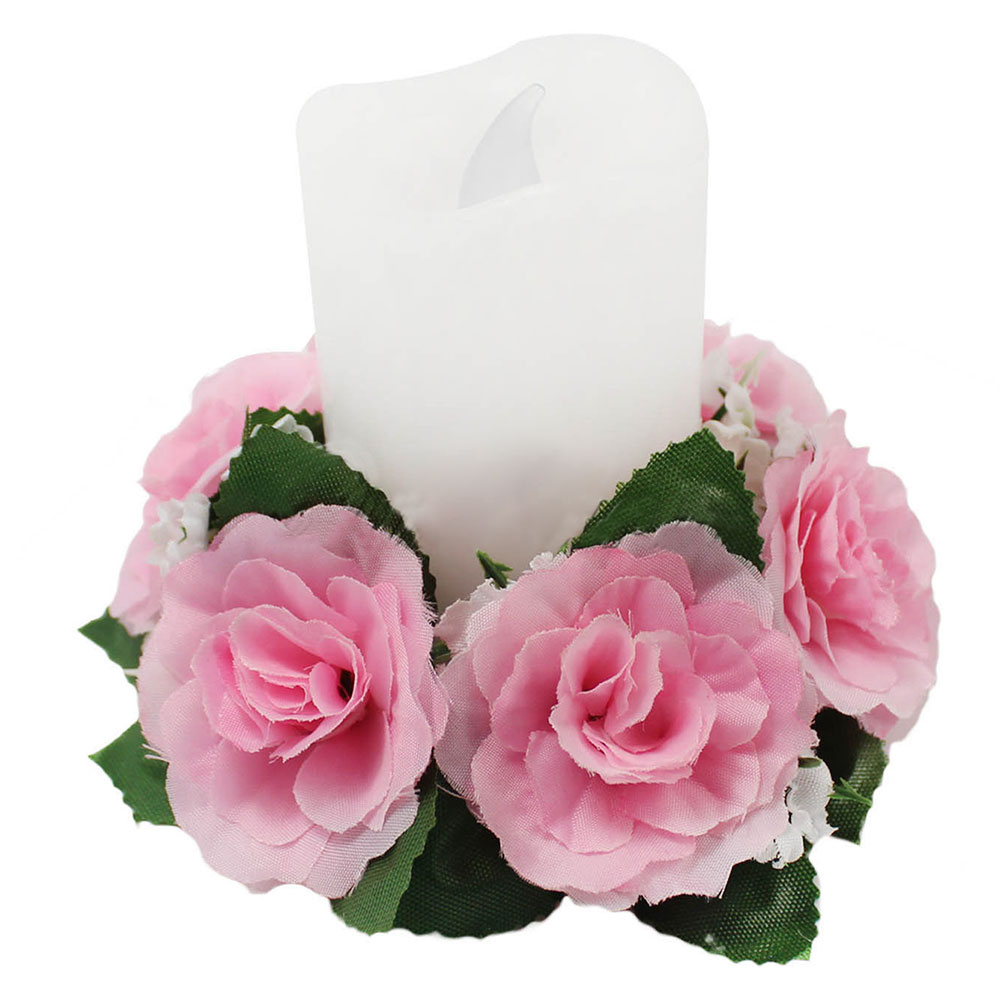 Candle Rings Silk Wedding Handmade Flower Rose Tabletop Centerpieces