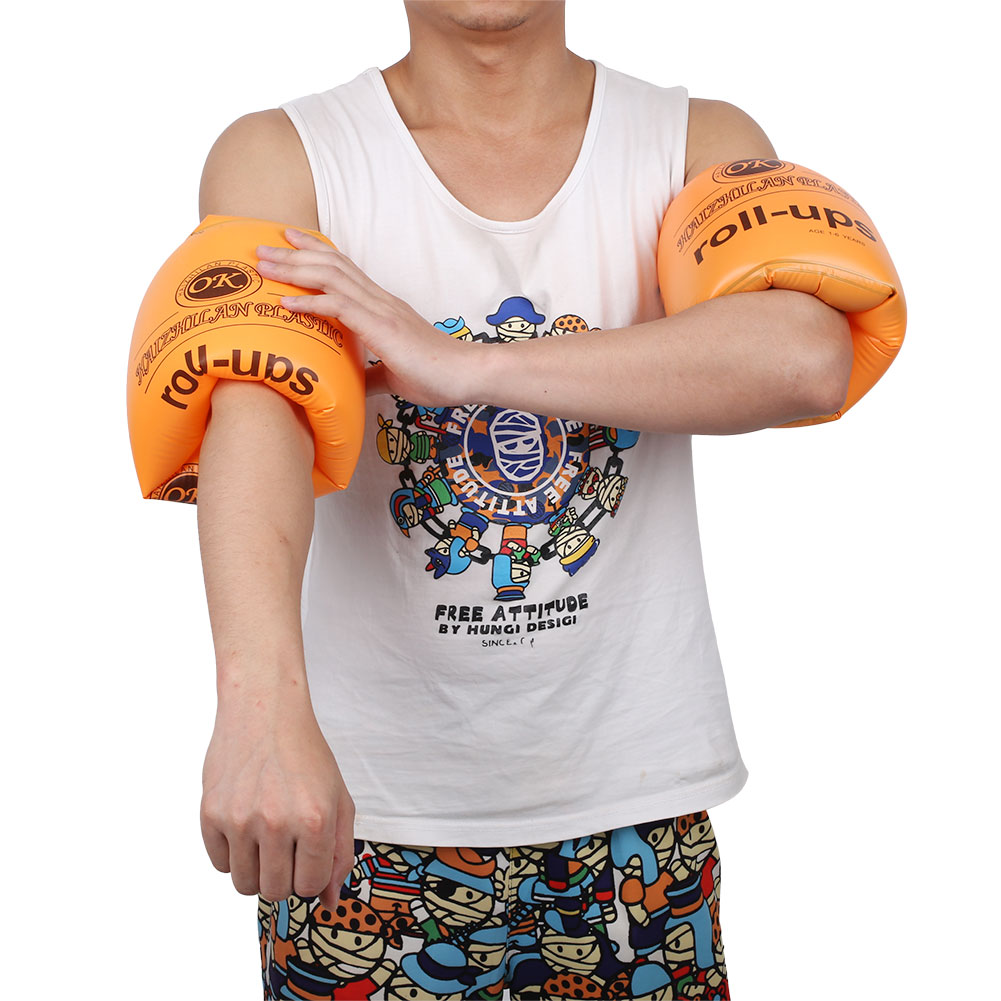 One Pair PVC Swimming Arm Band Ring Floating Inflatable Sleeves Adult
