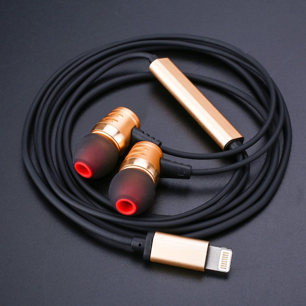 HiFi Stereo Earbuds Headset Wired Earphone Lightning 8Pin For iPhone 7