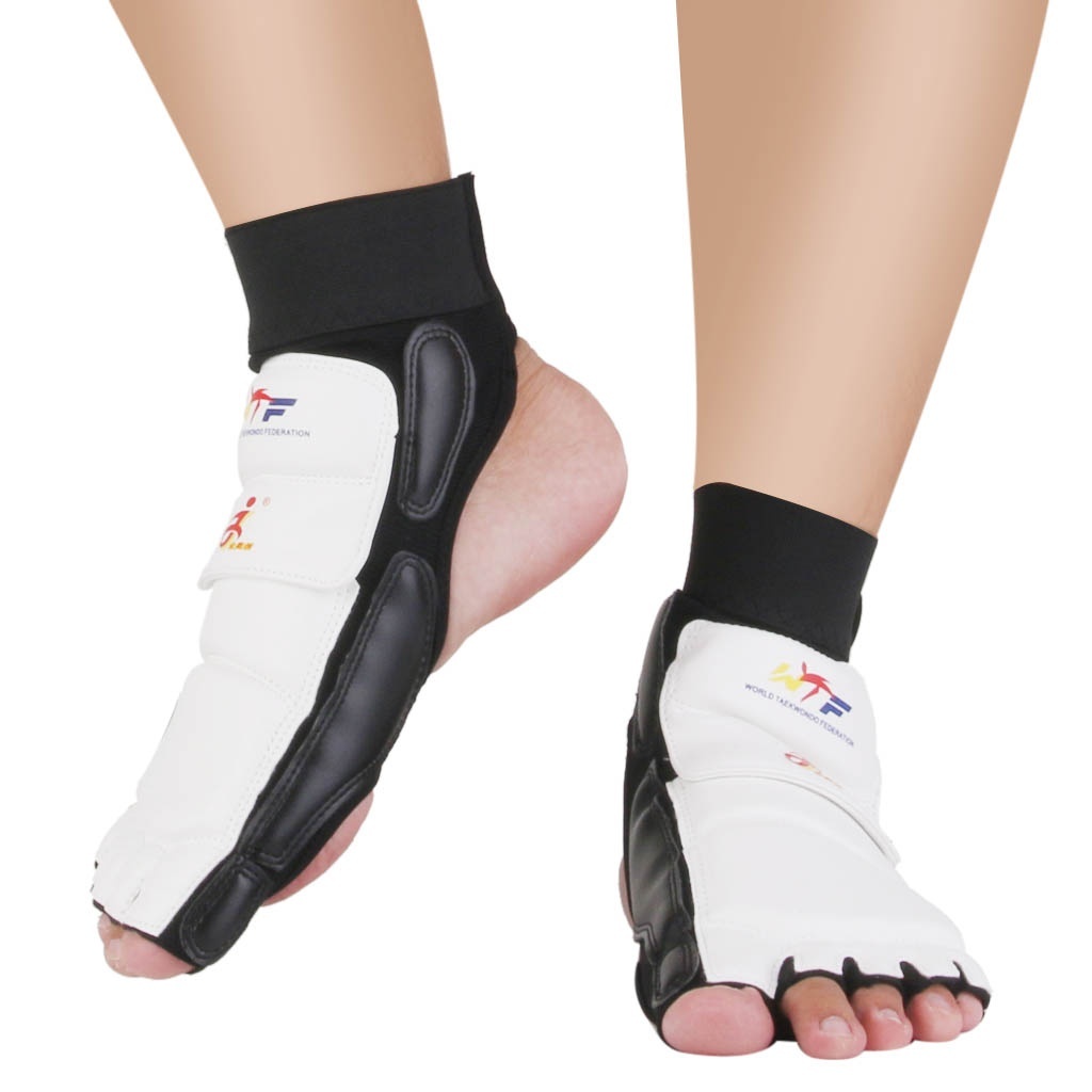 Pair PU Leather Taekwondo MMA Karate Foot Protector Pads Sparring Gear