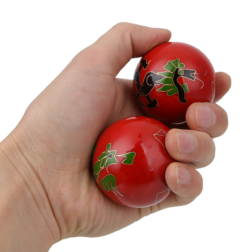 Natural Chinese Cloisonne Health Exercise Stress Baoding Balls Yin Yang