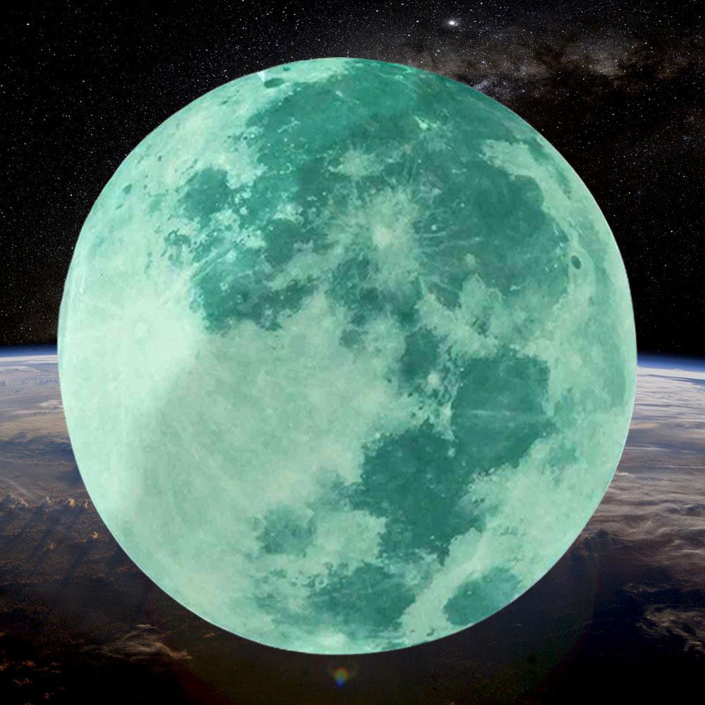 9119 E1C3 Luminous Moon Wall Stickers Decal 3D Lovely 7-Color 20CM Background