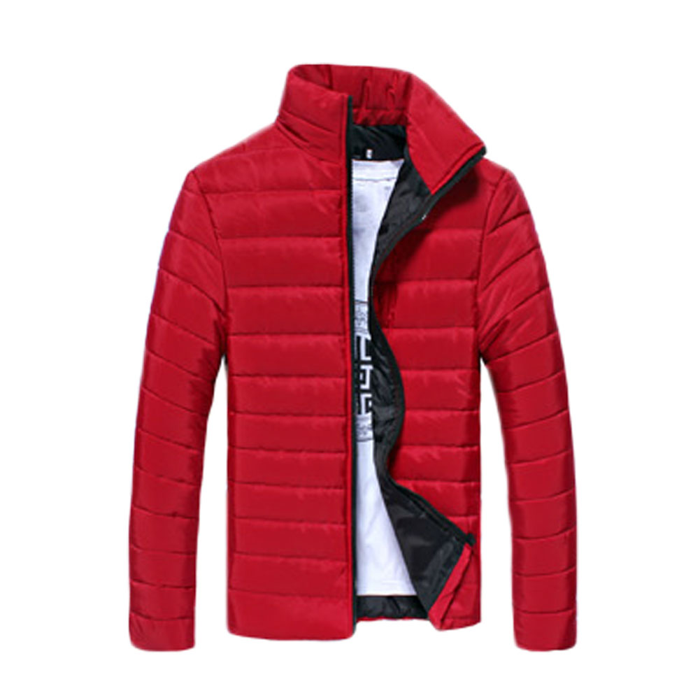 Men Fashion Winter Solid Long Sleeve Trench Cotton Padded
