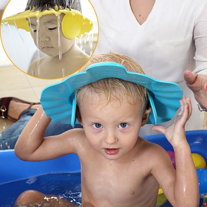 adjustable baby toddler bath shower hat waterproof cap wash hair