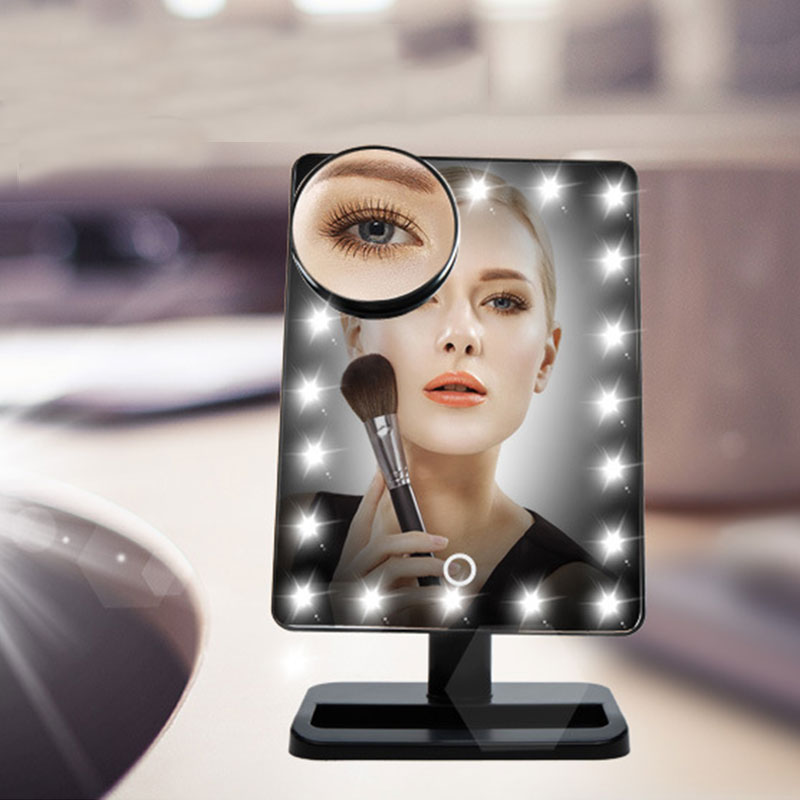 20 LED Lighted Make Up Cosmetic Vanity Mirror Desktop Rotation Bathroom 