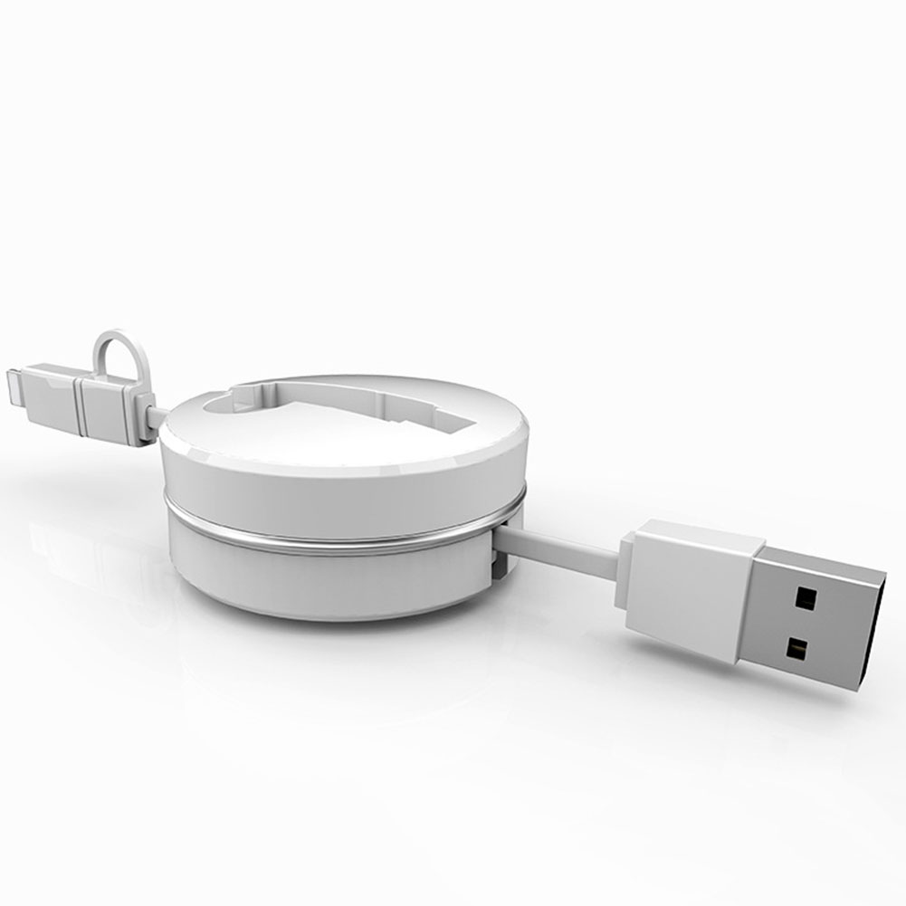 Retractable 2 in 1 Micro USB+Lightning Data Sync Charger iPhone Android