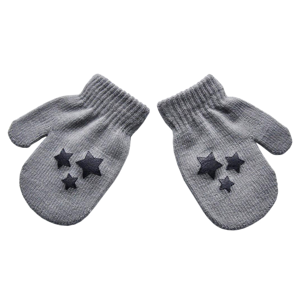 Kids Star Heart Pattern Mittens Knitting Winter Gloves Fashion Lovely Cute ...