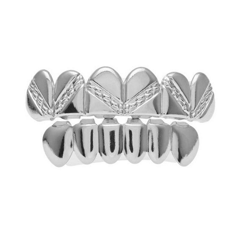 14K Gold Plated Mouth Teeth Joker Grillz Top & Bottom Grill Set High