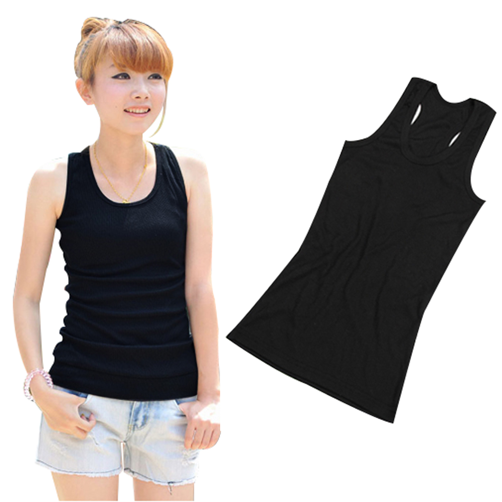 Hot Basic Womens Solid Tank Top Back Cami Vest No Sleeve TShirt 10