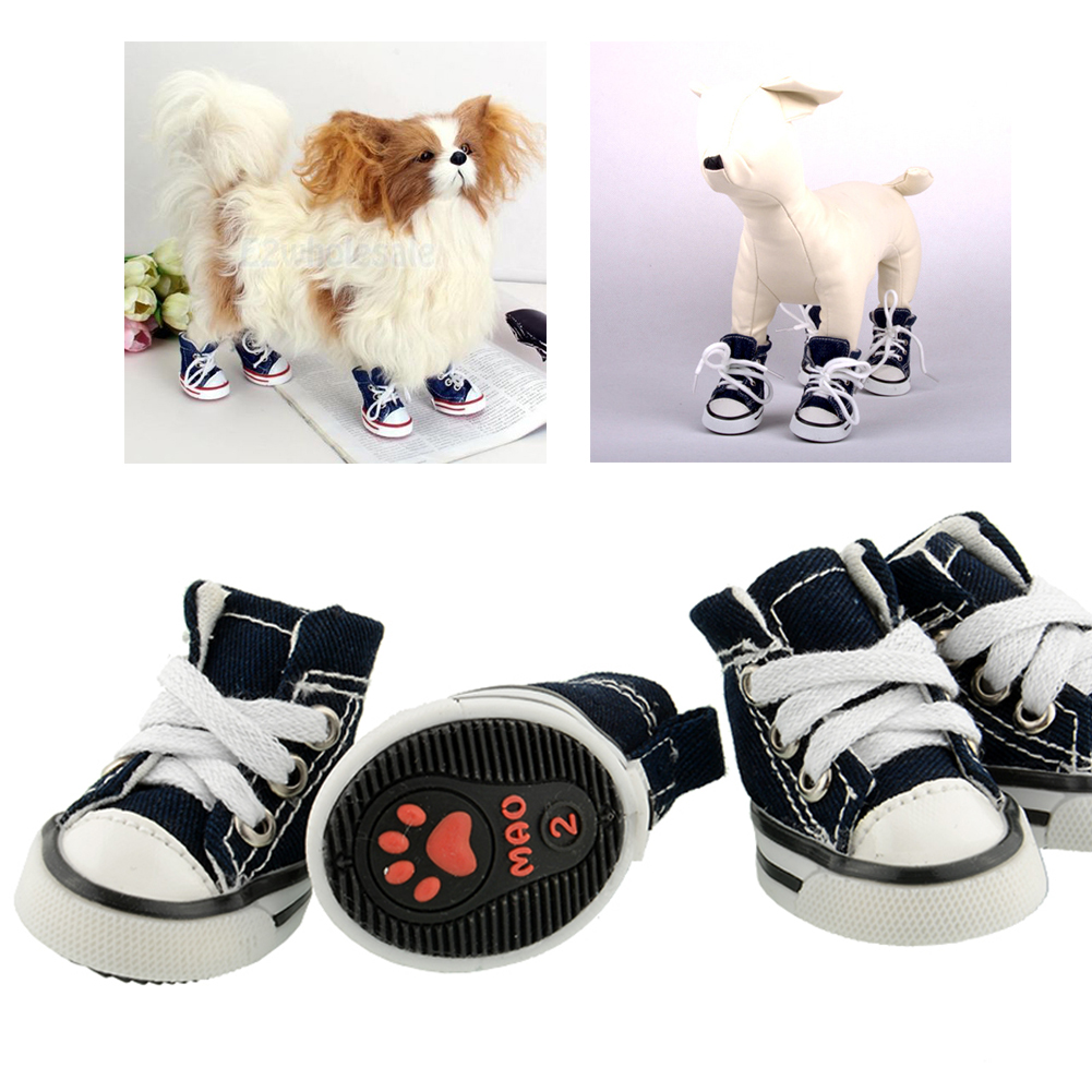 Puppy Pet Dog Denim Shoes Antislip Sneaker Comfy Cotton Socks Stocking