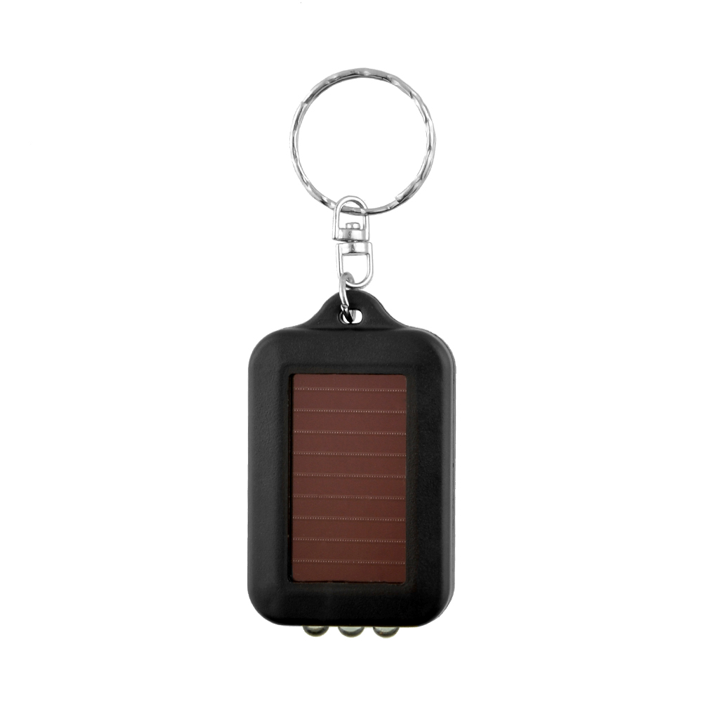 Mini Solar Power 3LED Light Keychain Torch Flashlight Key Ring Gift Useful