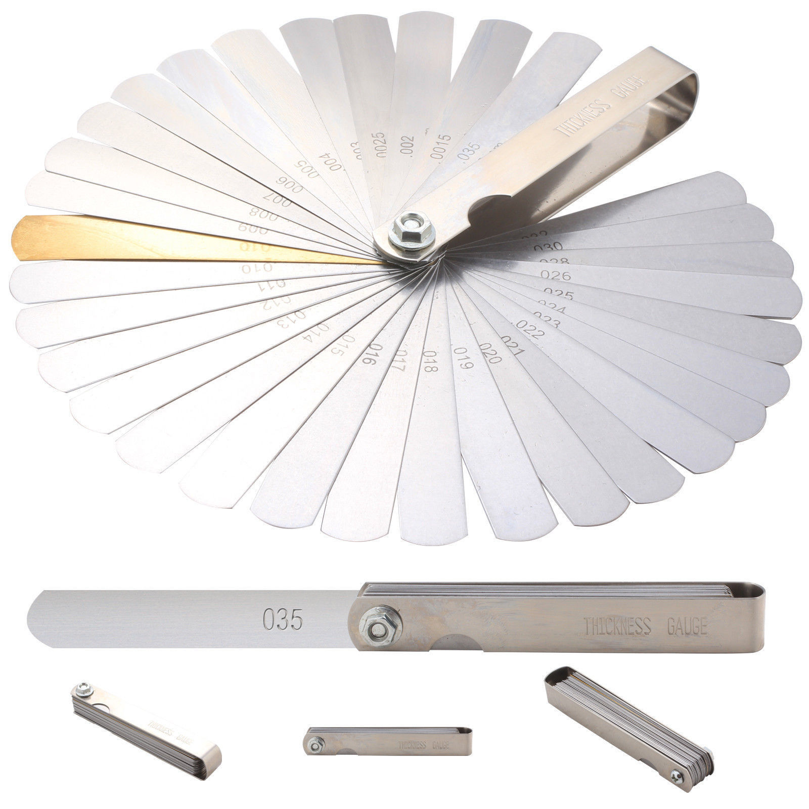 Laser 2481 Guitar Feeler Gauge Gap Thickness Set 32 Blade Brass Blade