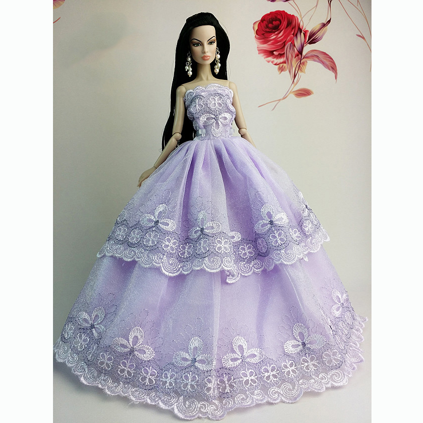 Handmade Wedding Gown Dresses Clothes Outfit Girl Party For Barbie Doll