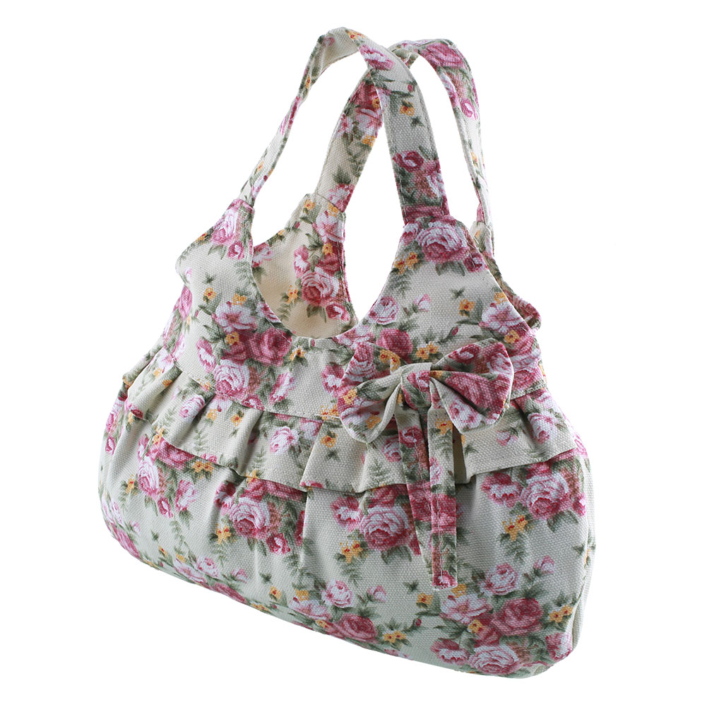 Women Sweet Floral Flower Leopard Print Canvas Zipper Bowknot Handbag Bag | eBay