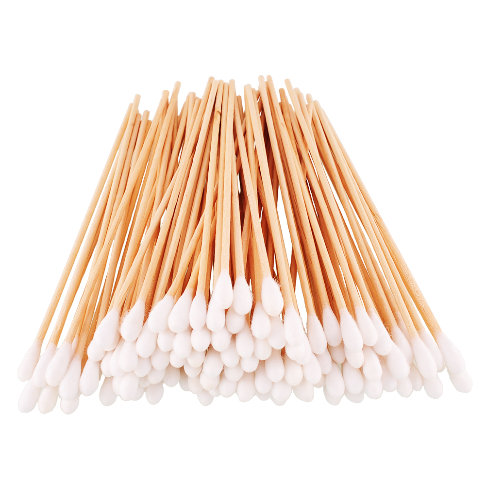 200 Pcs Disposable Health Cotton Swab Swabs Stick 6" Long Wood Handle