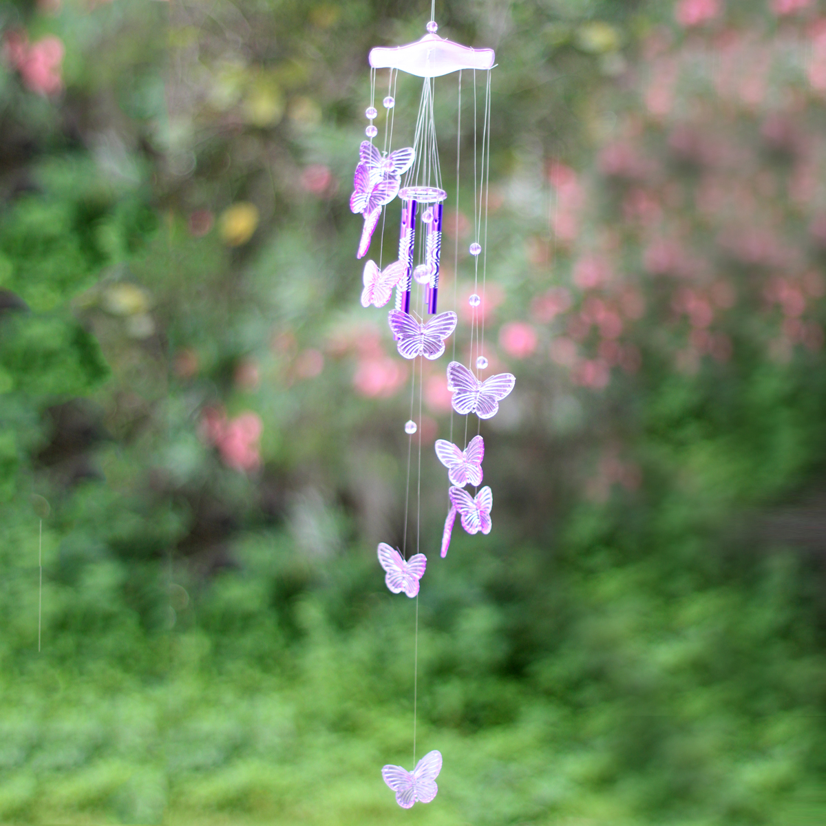 Purple Erfly Wind Chime Bell Garden Ornament Lucky Unbranded