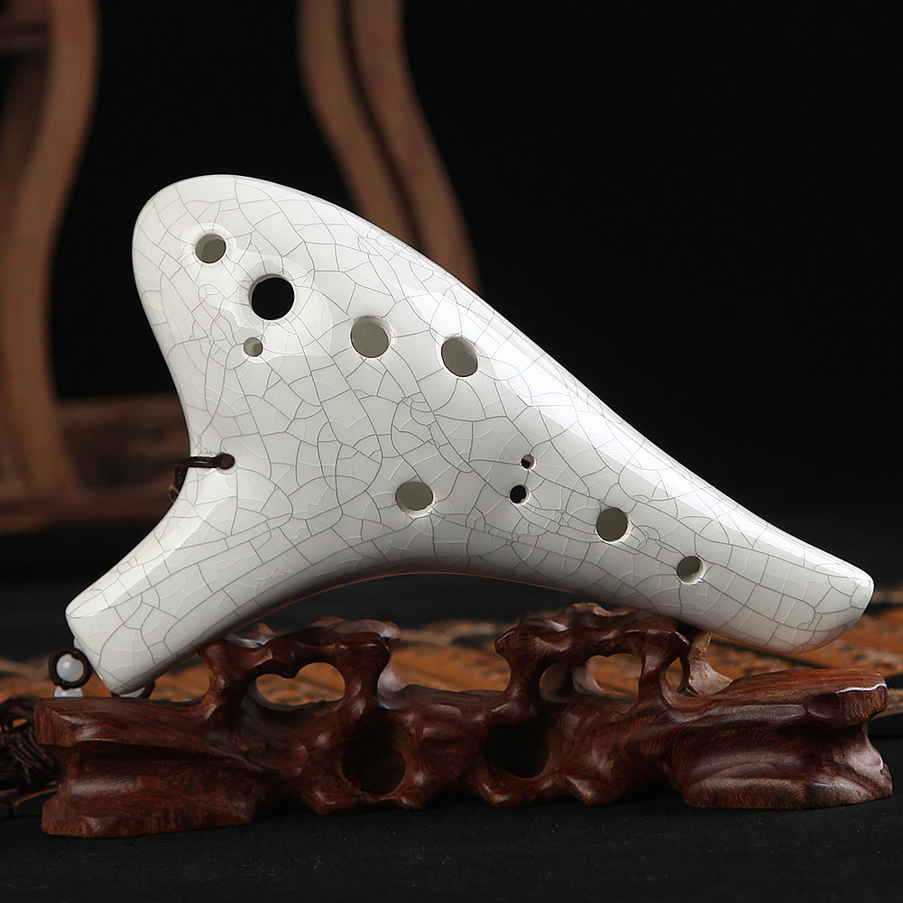 12 Hole Ocarina Ceramic Alto AC Flute Musical Instrument W/NeckStrap