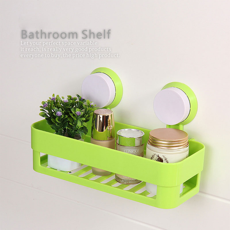 Kitchen Bathroom Wall Mounted Suction Storage Rack Shelf