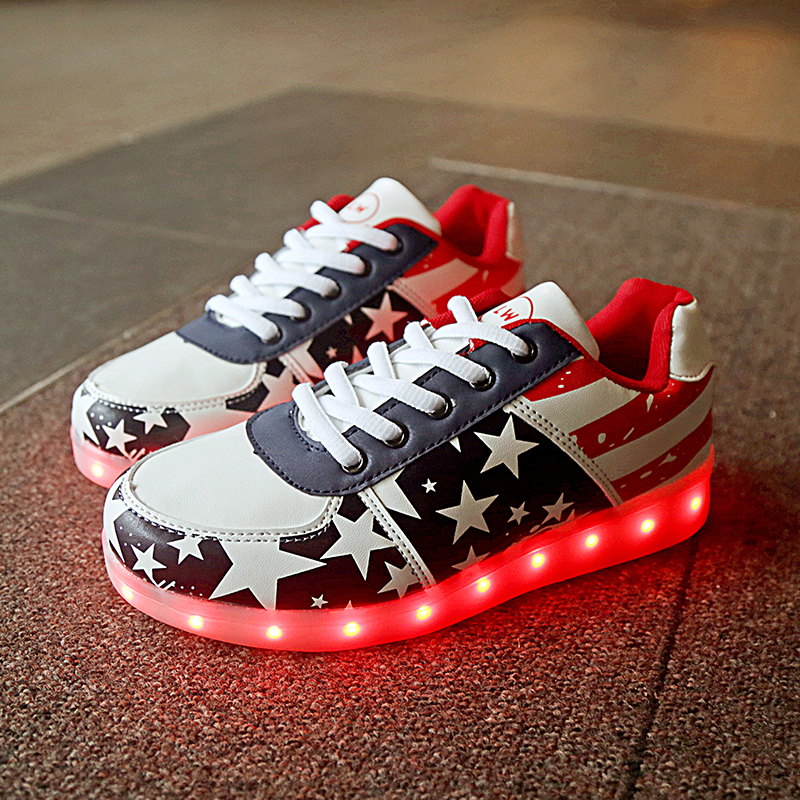 Unisex LEDs Flashlight Lace Up USB Rechargeable Luminous Shoes Sneakers