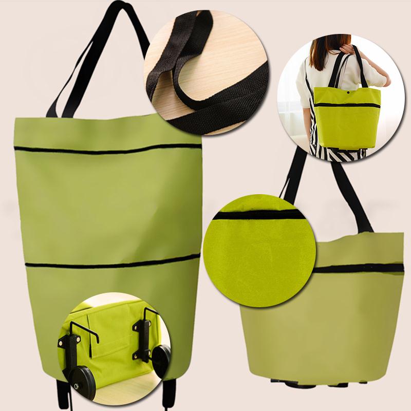 Travel Portable Foldable Shopping Bag On Wheels Rolling Grocery Tote Handbag | eBay
