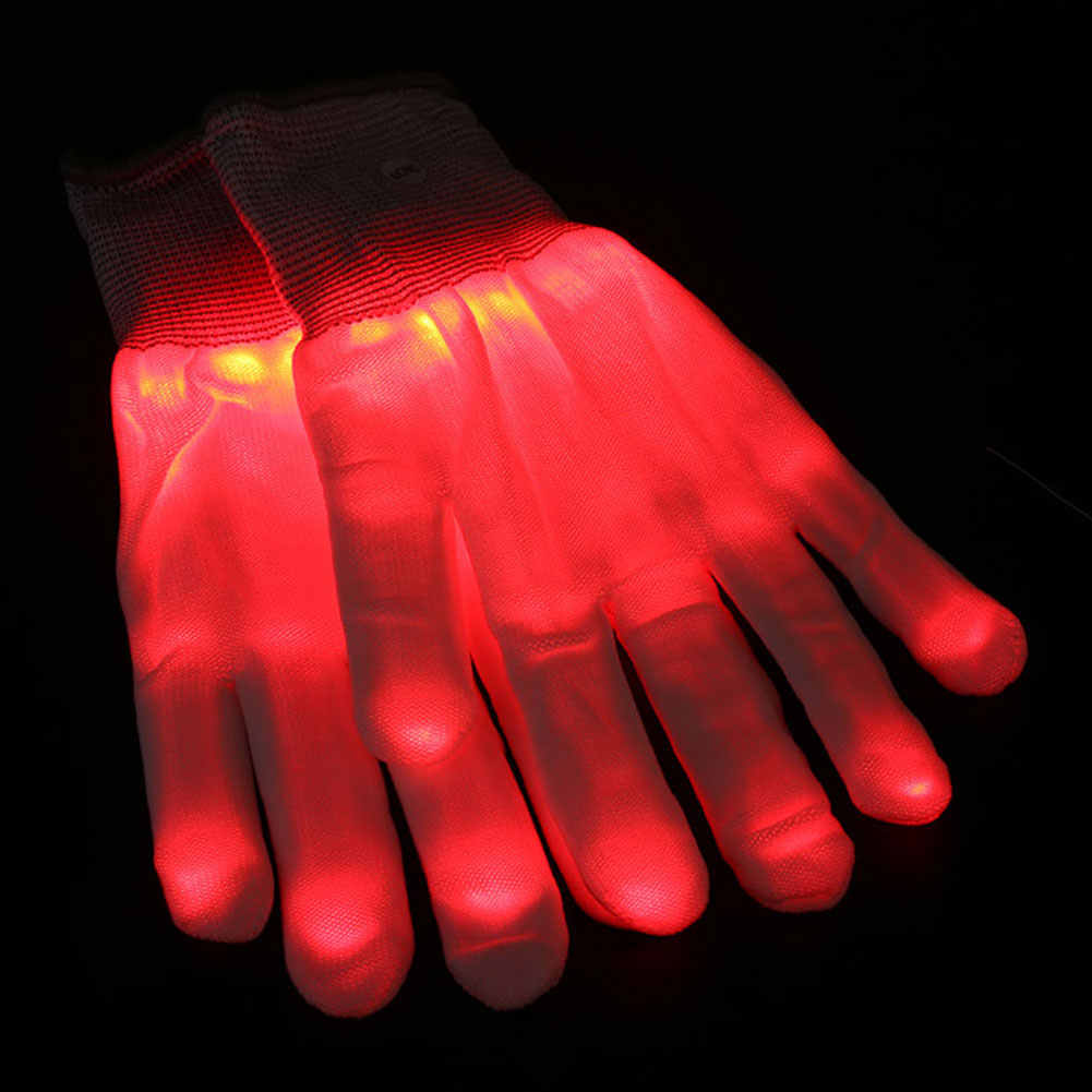 LED Gloves Glowing Finger Mitts Light Up Skeleton Fancy Club Dance Rave