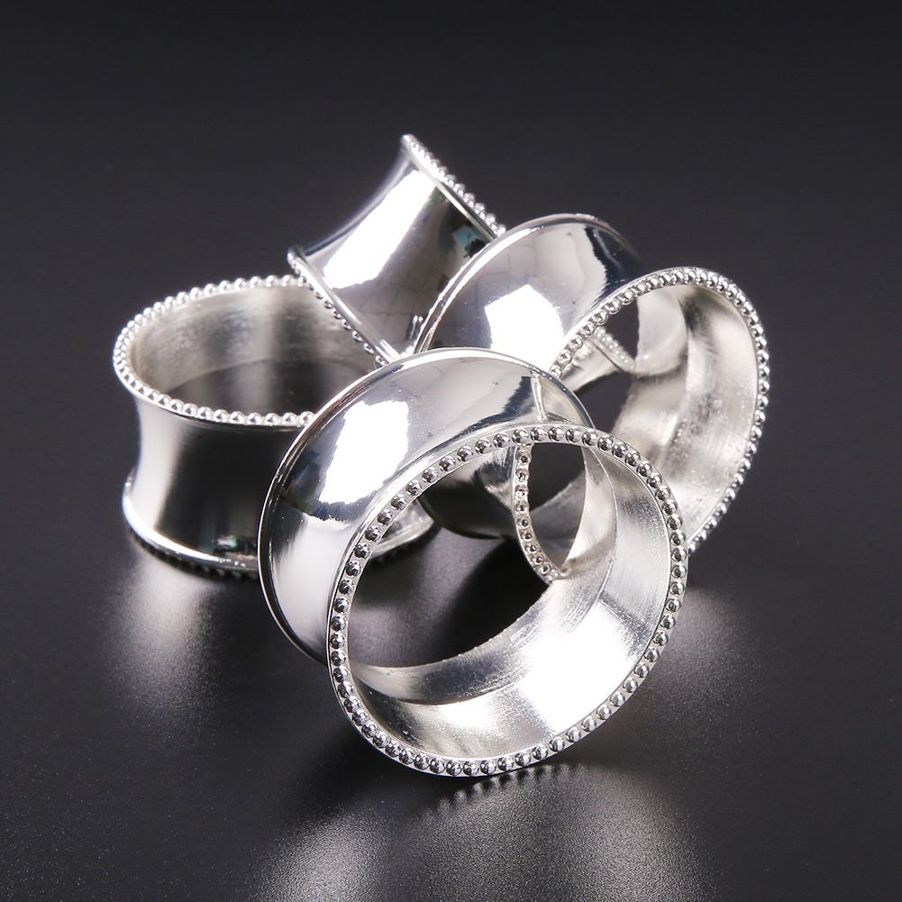 Luxurious 4pcs Bead Edge Napkin Ring Holder Dinner Wedding Banquet
