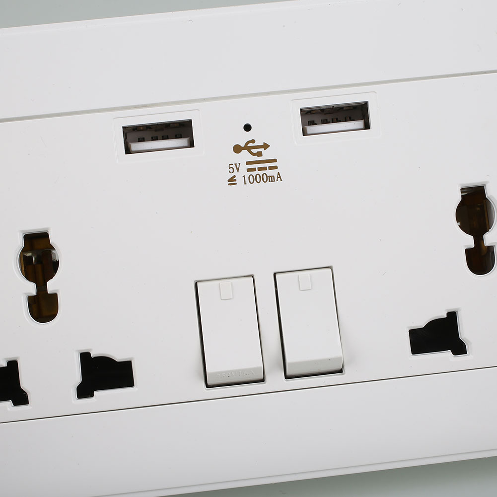 9B83 Universal Wall Socket Dual USB Outlets UK/US/EU/AU Plug For Hotel