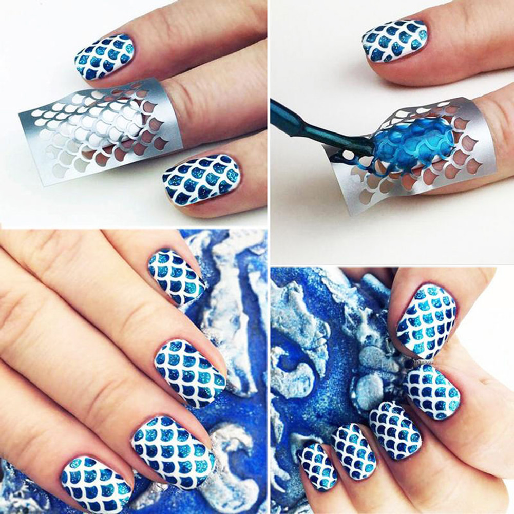 12tips/sheet women nail art manicure stencil stickers vinyls