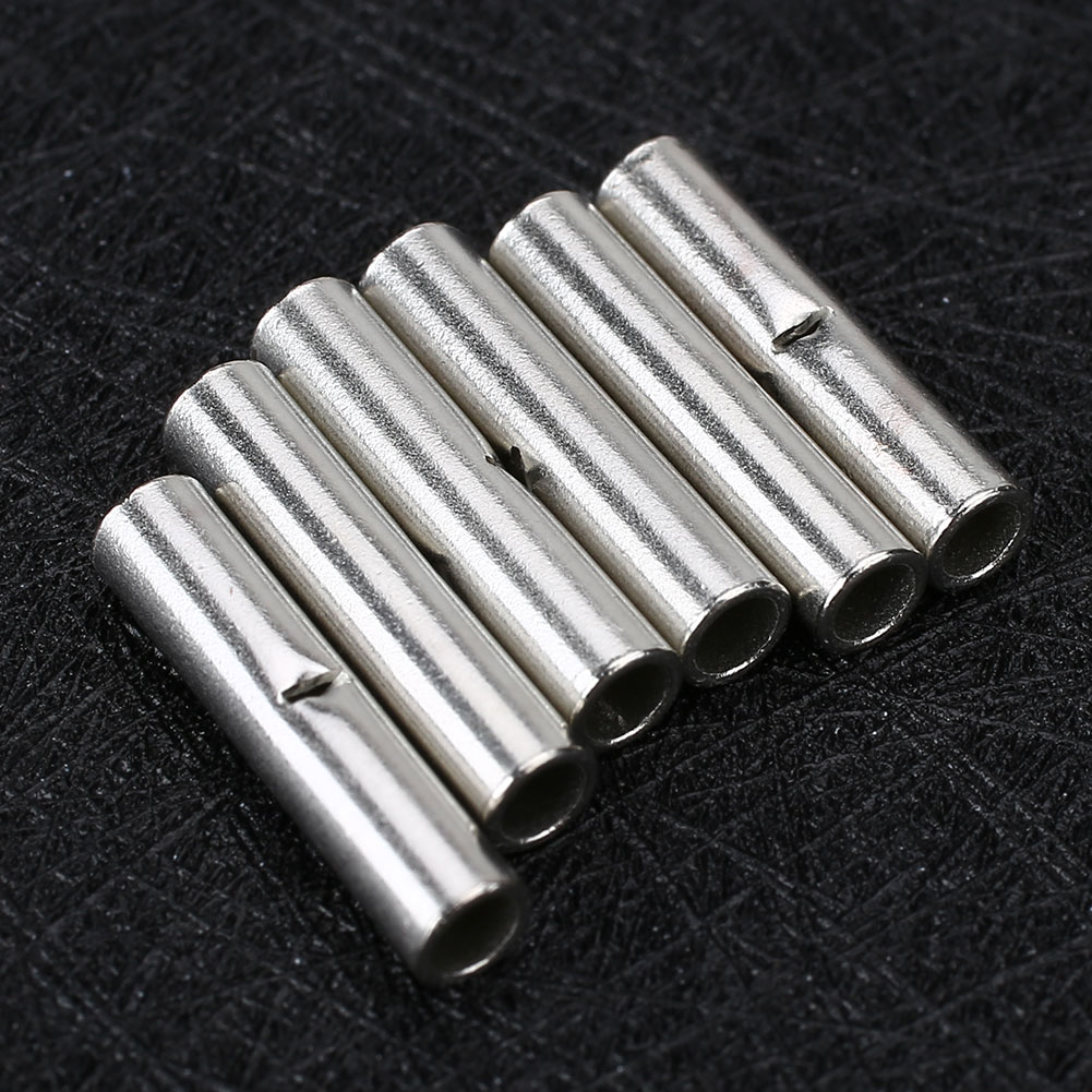 50Pcs 18-22 AWG Uninsulated Wire Butt Crimp Connectors Terminal Auto Car DIY Kit