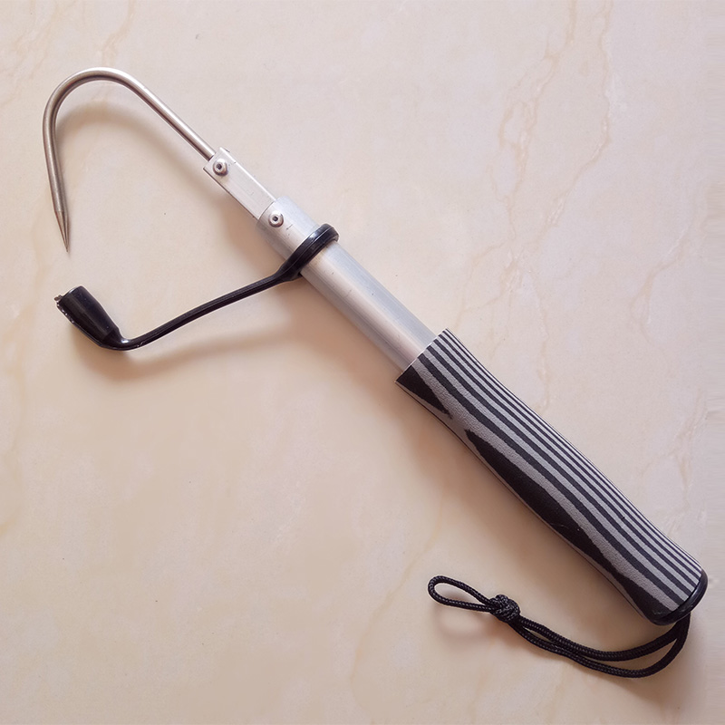 FBC2 Tackle Telescopic Fish Gaff Stainless Steel Sea Spear Hook with EVA Handle