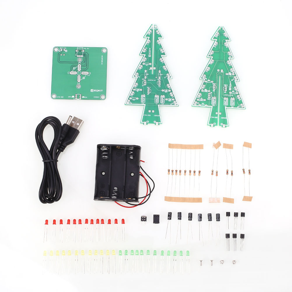 4373FE9 Electronic 3D Xmas Christmas Trees DIY Kit Flash 3 Colors Circuit Decor