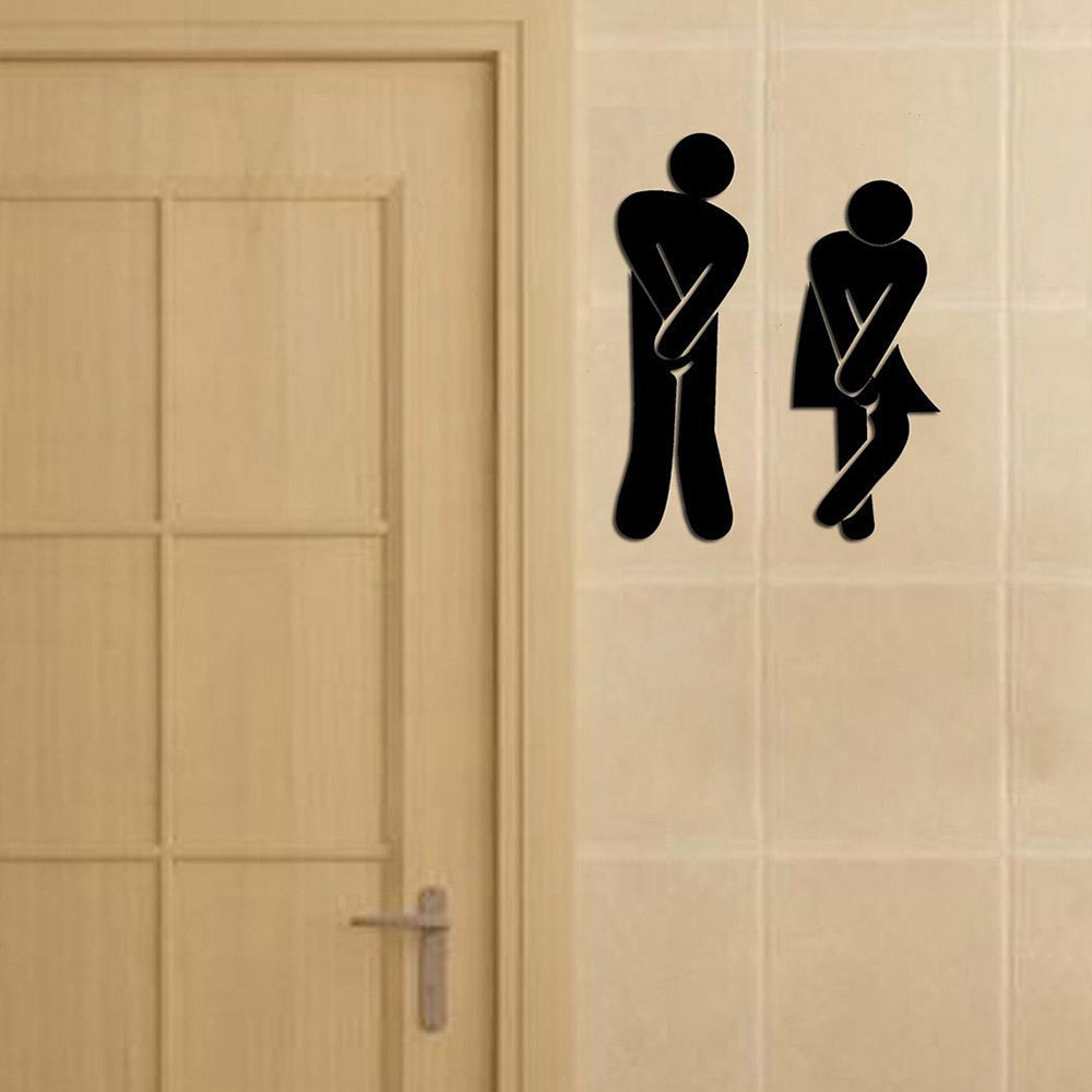 A532 3D Signs Mirror Wall Stickers Toilet Door Entrance Men Women Mural Decor Fu