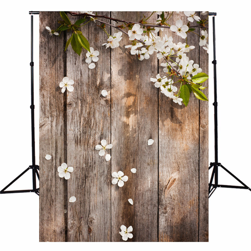 57A2 Fotografie Hintergrund Studio Hintergrund  Weiße Blume  Wooden 90x150cm