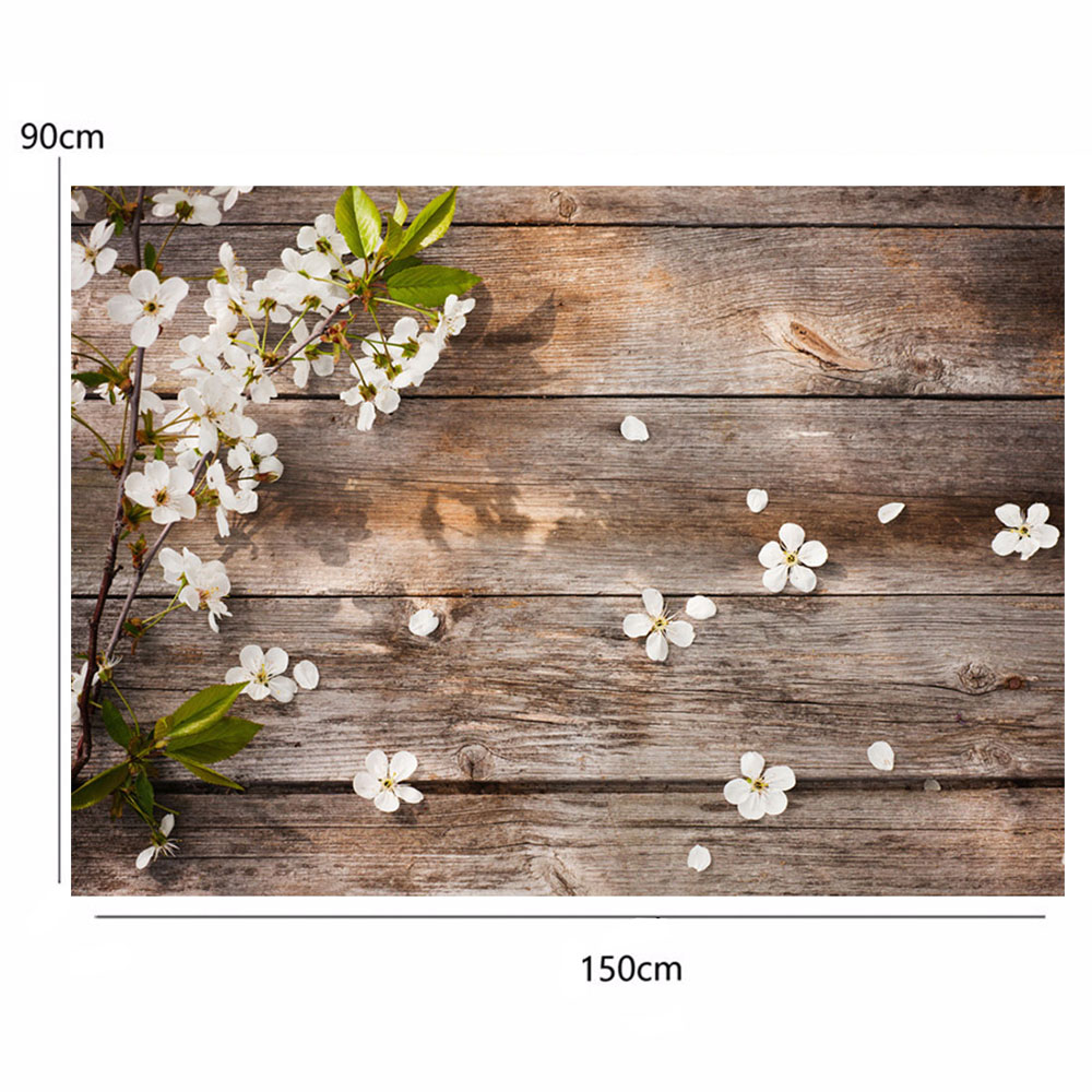 57A2 Fotografie Hintergrund Studio Hintergrund  Weiße Blume  Wooden 90x150cm