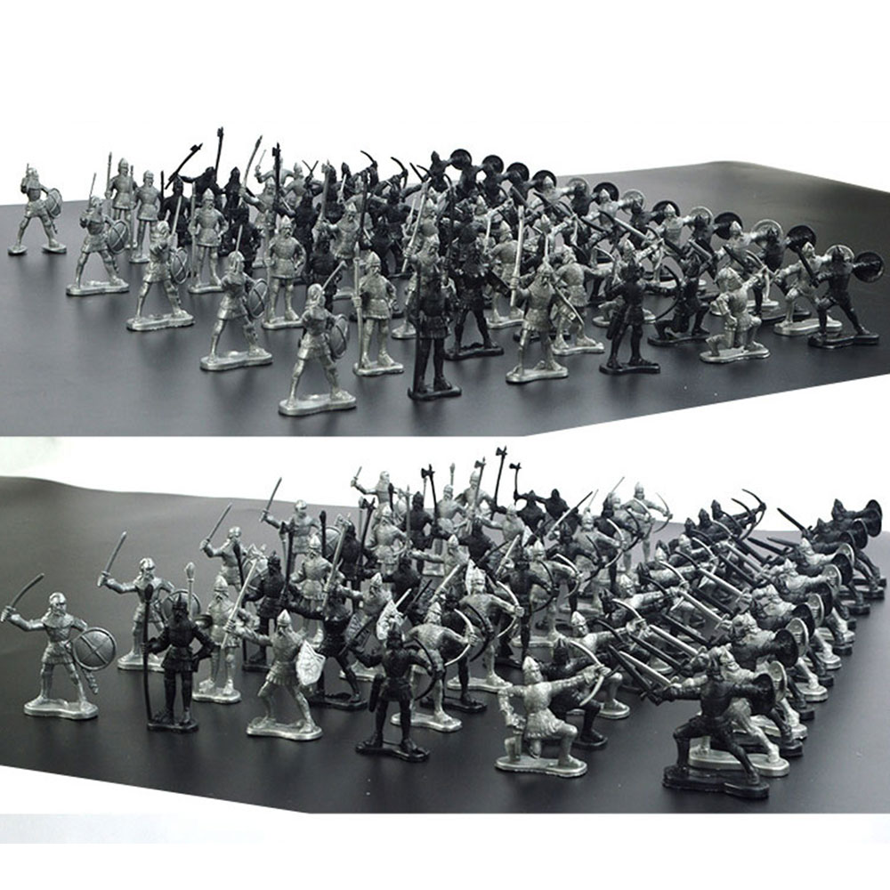45AC 60pcs/Set Plastics Medieval Model Soldier Warriors Figure Kids Toy