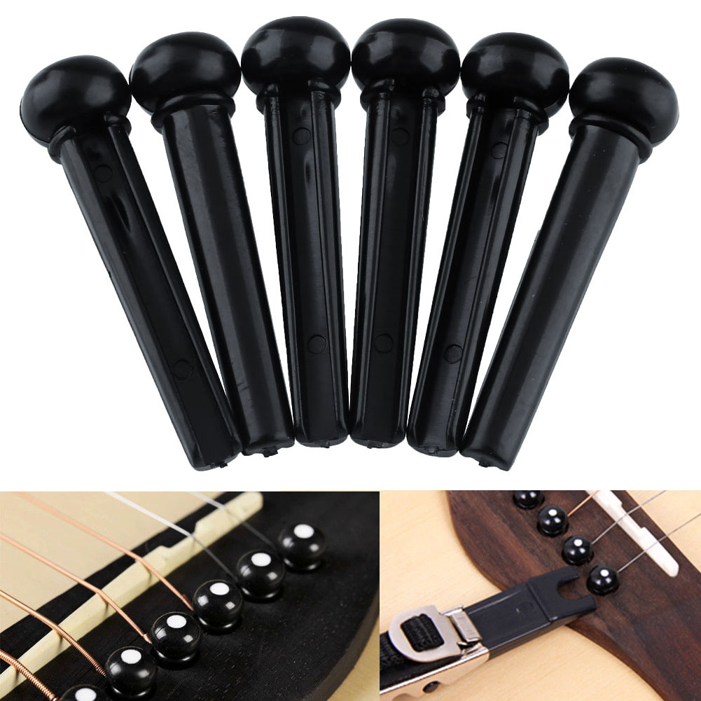 6Pcs Acoustic Guitar Accessories Bridge Pins String End Peg Block Inlay