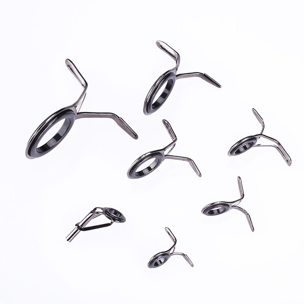1EE9 7 Pcs Oval Fishing Tips Rod Guides Ring Stainless Pole Fishing Repair