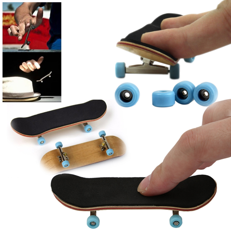 Complete Wooden Fingerboard Finger Skate Board Grit Box Foam Tape Maple Wood 