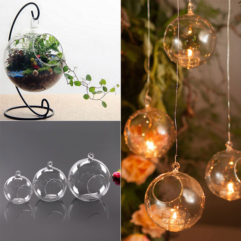 674D EA09 Style HANGING GLASS BAUBLE SPHERE BALL CANDLE TEA LIGHT