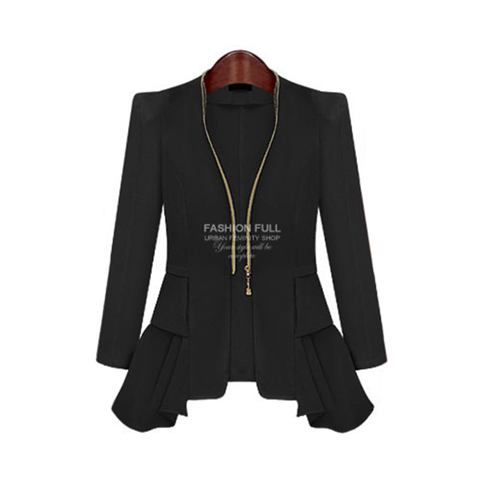 Womens Coat Shrug Shoulder Slim Fit Tuxedo Blazer Jacket Black White S ...